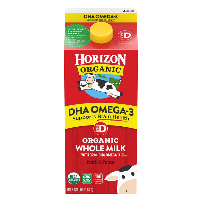 Horizon Organic Whole DHA Omega-3 Milk, Half Gallon