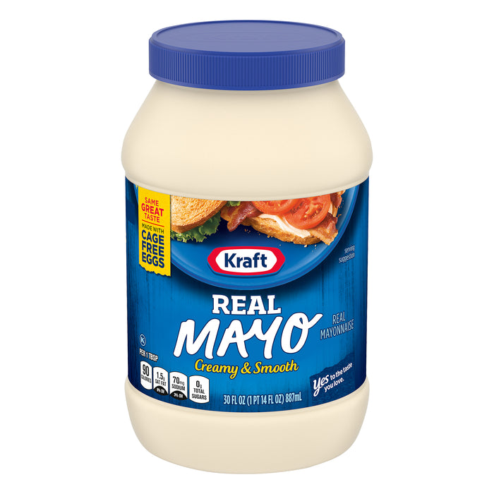 Kraft Real Mayo Creamy & Smooth Mayonnaise, 30 fl oz Jar
