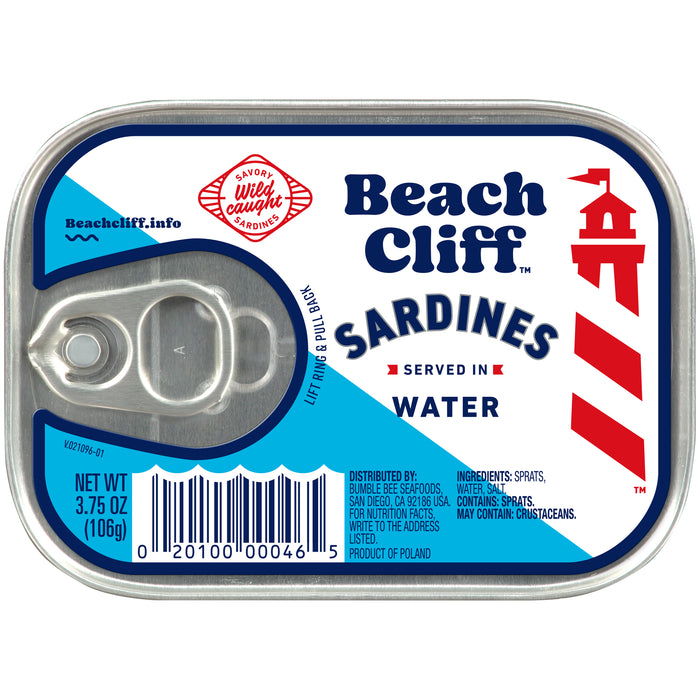 Beachcliff Sardines in Water, 3.75 oz