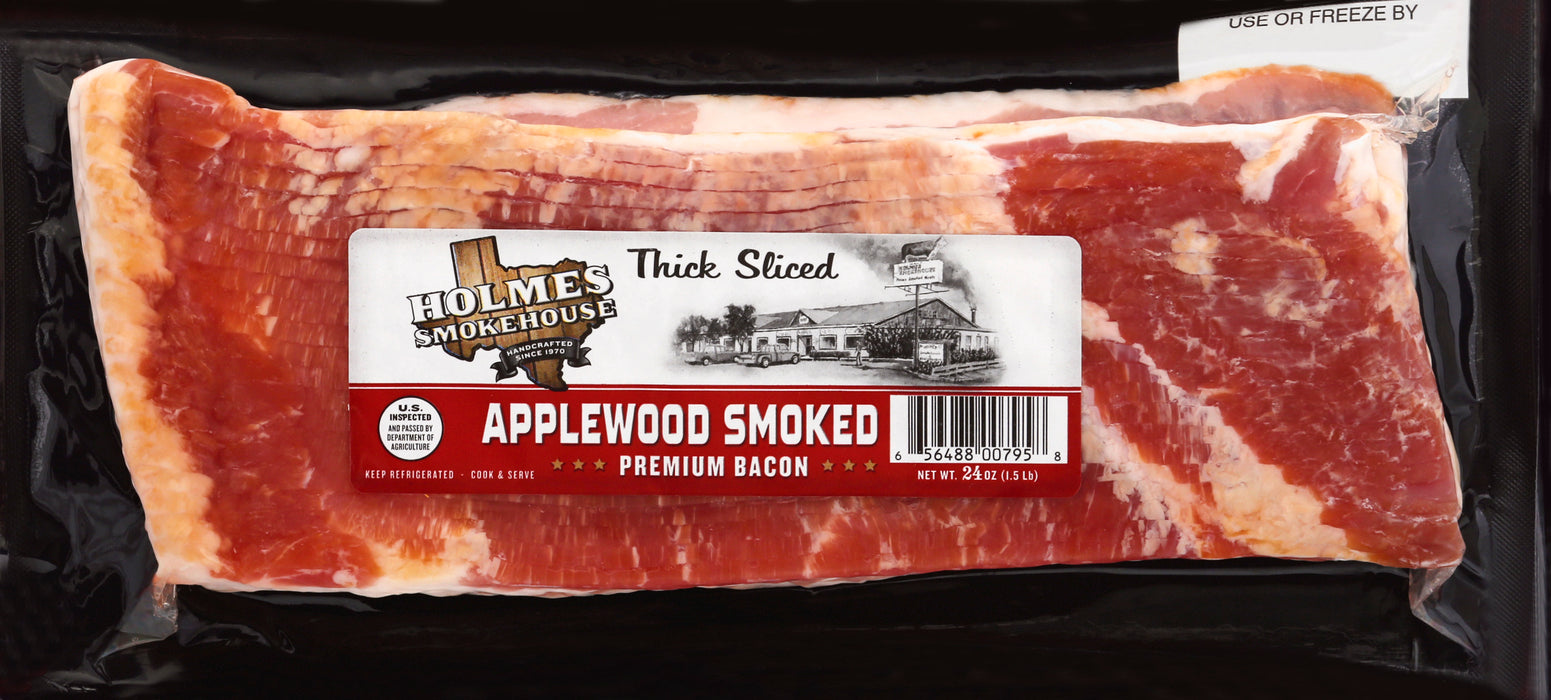 Holmes Smokehouse Thick Sliced Applewood Smoked Premium Bacon 24 oz
