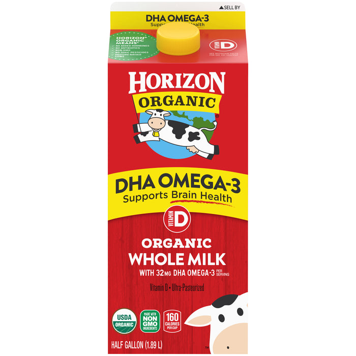 Horizon Organic Whole DHA Omega-3 Milk, Half Gallon